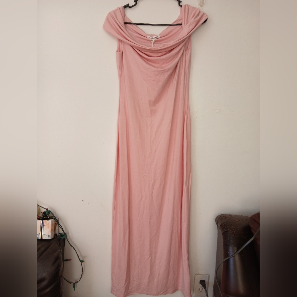 Reformation Blush Pink Off-Shoulder Maxi Dress
